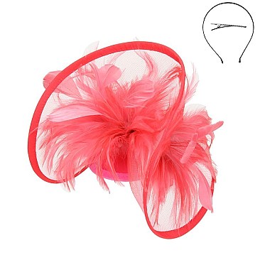 Classy Fascinator with Mesh Netting and Feathers