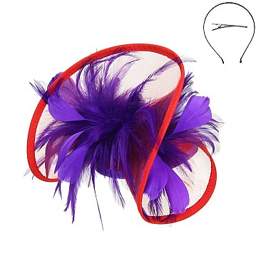 Classy Fascinator with Mesh Netting and Feathers