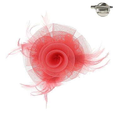 Fashionable Mesh Flower W Feather Hair/pin