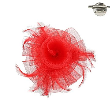 Fashionable Mesh Flower W Feather Hair/pin