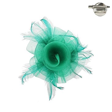 Fashionable Mesh Flower W Feather Hair/pin