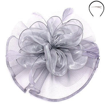 Classy Fascinator with Satin Flower Feather