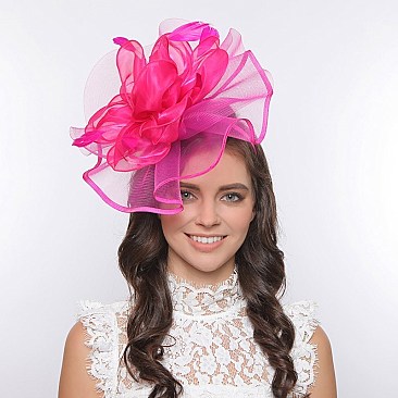 Classy Fascinator with Satin Flower Feather