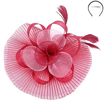Classy Fascinator with 2tone Ribbed Flower Mesh SLHTH2183