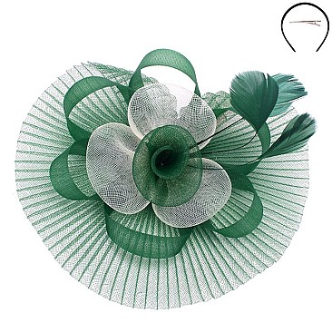 Classy Fascinator with 2tone Ribbed Flower Mesh SLHTH2183