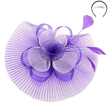 Classy Fascinator with 2tone Ribbed Flower Mesh SLHTH2183