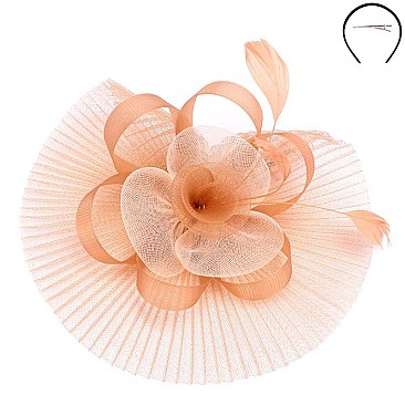 Classy Fascinator with 2tone Ribbed Flower Mesh SLHTH2183