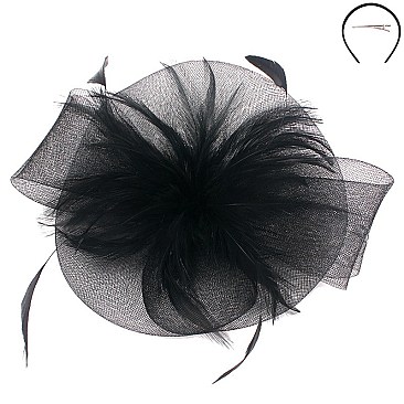 Classy Fascinator with Mesh Feather Center SLHTH2184