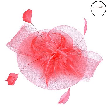 Classy Fascinator with Mesh Feather Center SLHTH2184
