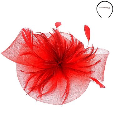 Classy Fascinator with Mesh Feather Center SLHTH2184