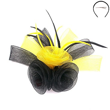 Classy Fascinator with 3 Rosette Loop Mesh 2t