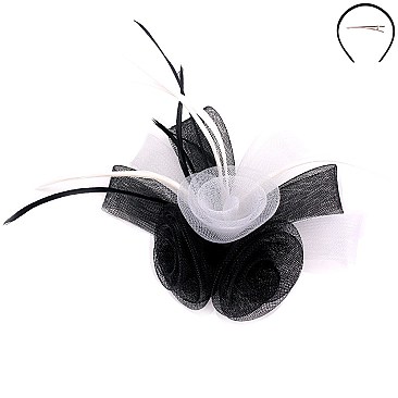 Classy Fascinator with 3 Rosette Loop Mesh 2t