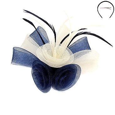 Classy Fascinator with 3 Rosette Loop Mesh 2t