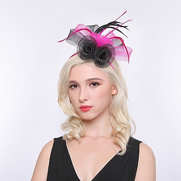 Classy Fascinator with 3 Rosette Loop Mesh 2t