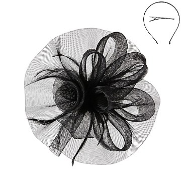 Classy Fascinator with Medium Center Rose Mesh SLHTH2201