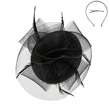 Classy Fascinator With Med Woven Mesh Ruffle SLHTH2205