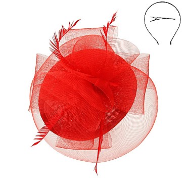 Classy Fascinator With Med Woven Mesh Ruffle SLHTH2205