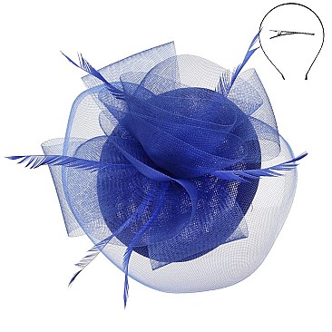 Classy Fascinator With Med Woven Mesh Ruffle SLHTH2205