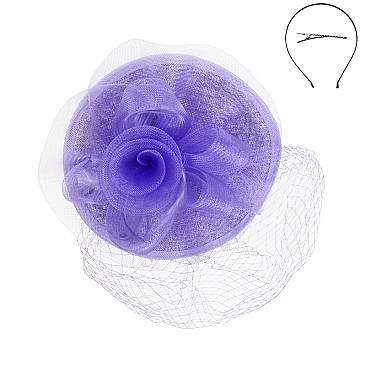 Classy Fascinator with Round Netted Veil Rose SLHTH2206