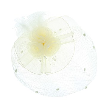 SATIN FLOWER MESH VEIL FASCINATOR