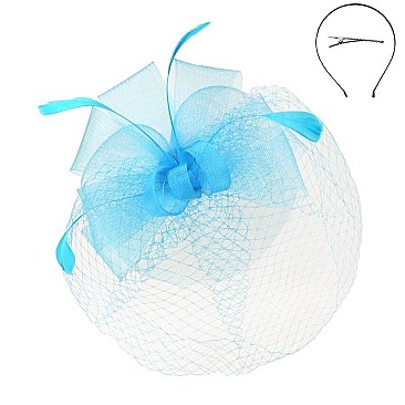 Classy Fascinator with Mesh Floral Feather