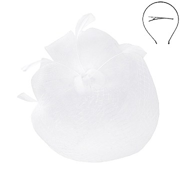 Classy Fascinator with Mesh Floral Feather