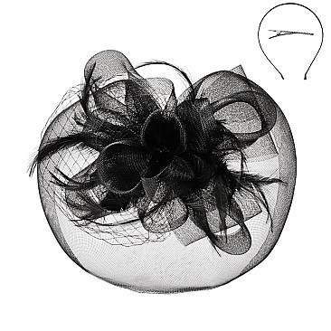 Classy Fascinator with Mesh Net Floral Feather SLHTH2262