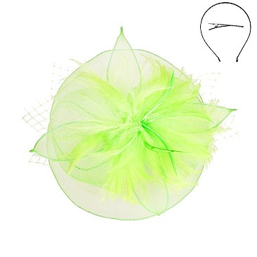 Classy Fascinator with Mesh Veil Floral Feather SLHTH2263