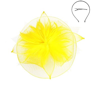 Classy Fascinator with Mesh Veil Floral Feather SLHTH2263