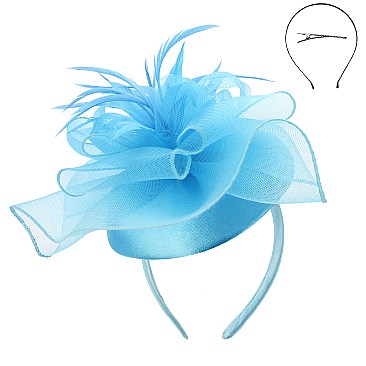 Classy MESH FLORAL FEATHER CAP Fascinator