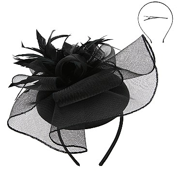 Classy MESH FLORAL FEATHER CAP Fascinator