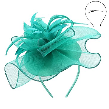 Classy MESH FLORAL FEATHER CAP Fascinator