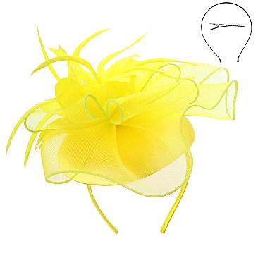 Classy MESH FLORAL FEATHER CAP Fascinator