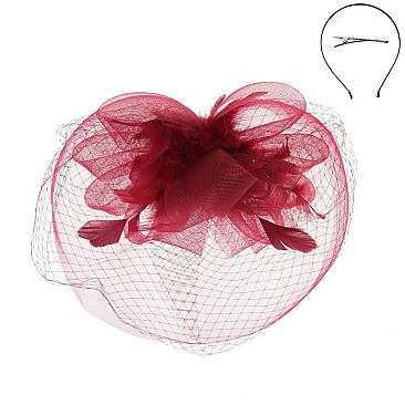 FEATHERED MESH VEIL LOOP FLOWER FASCINATOR