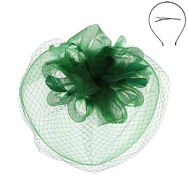 FEATHERED MESH VEIL LOOP FLOWER FASCINATOR