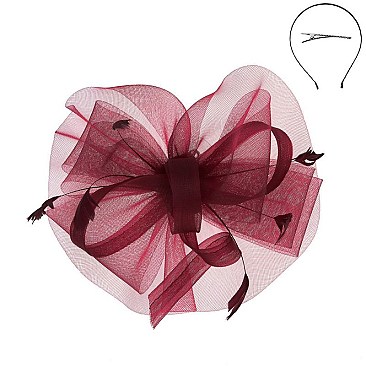 LOOP RIBBON AND FEATHER MESH FASCINATOR