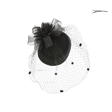 POM VEIL FLORAL BOW FASCINATOR