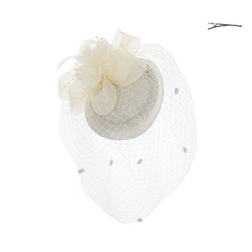 POM VEIL FLORAL BOW FASCINATOR