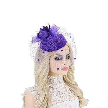 POM VEIL FLORAL BOW FASCINATOR