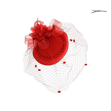 POM VEIL FLORAL BOW FASCINATOR