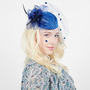 POM VEIL FLORAL BOW FASCINATOR