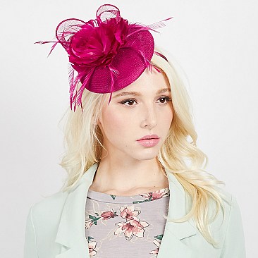 WOVEN LOTUS FEATHER LOOP FASCINATOR