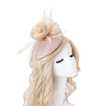 WOVEN LOTUS FEATHER LOOP FASCINATOR