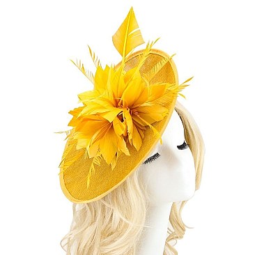 FLOWER FEATHER WOVEN FASCINATOR