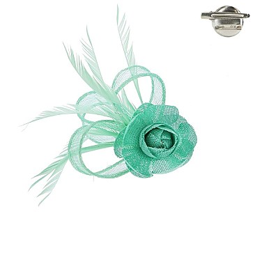 Fashionable ROSE and FEATHERS PIN FASCINATOR Pin