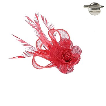 Fashionable ROSE and FEATHERS PIN FASCINATOR Pin