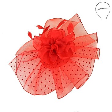 POLKA DOT VEIL MESH FASCINATOR