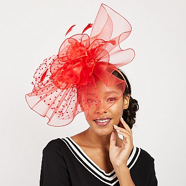 POLKA DOT VEIL MESH FASCINATOR