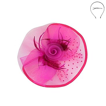 ROSE AND POLKA DOT VEIL FASCINATOR