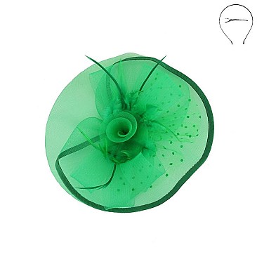 ROSE AND POLKA DOT VEIL FASCINATOR